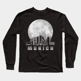 Munich Germany Skyline Full Moon Long Sleeve T-Shirt